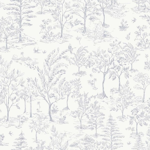 White and Blue Arbor Toile Vinyl Peel and Stick Wallpaper Roll (Covers 28 sq. ft. )