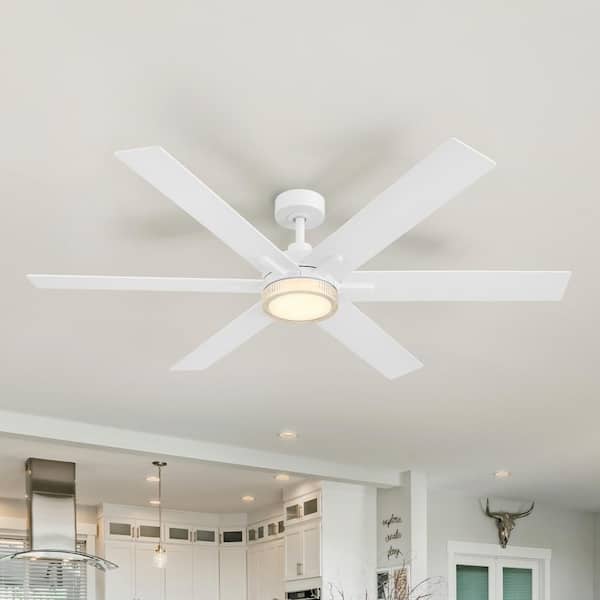 Designers Fountain Chillion 60 in. Indoor/Covered Outdoor Matte White LED Ceiling Fan with 5-CCT and 7-RGB Selections, Remote Included