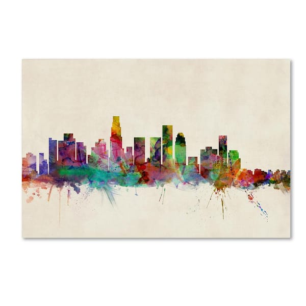 Trademark Fine Art 24 in. x 16 in. Los Angeles, California by Michael Tompsett Floater Frame Architecture Wall Art