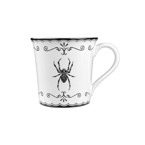 222 Fifth Elegant Haunting 4-Piece White Porcelain Halloween Mug Set - Witch Hat, Jack-o-Lantern, Potion Bottles & Spider - 20.29 oz