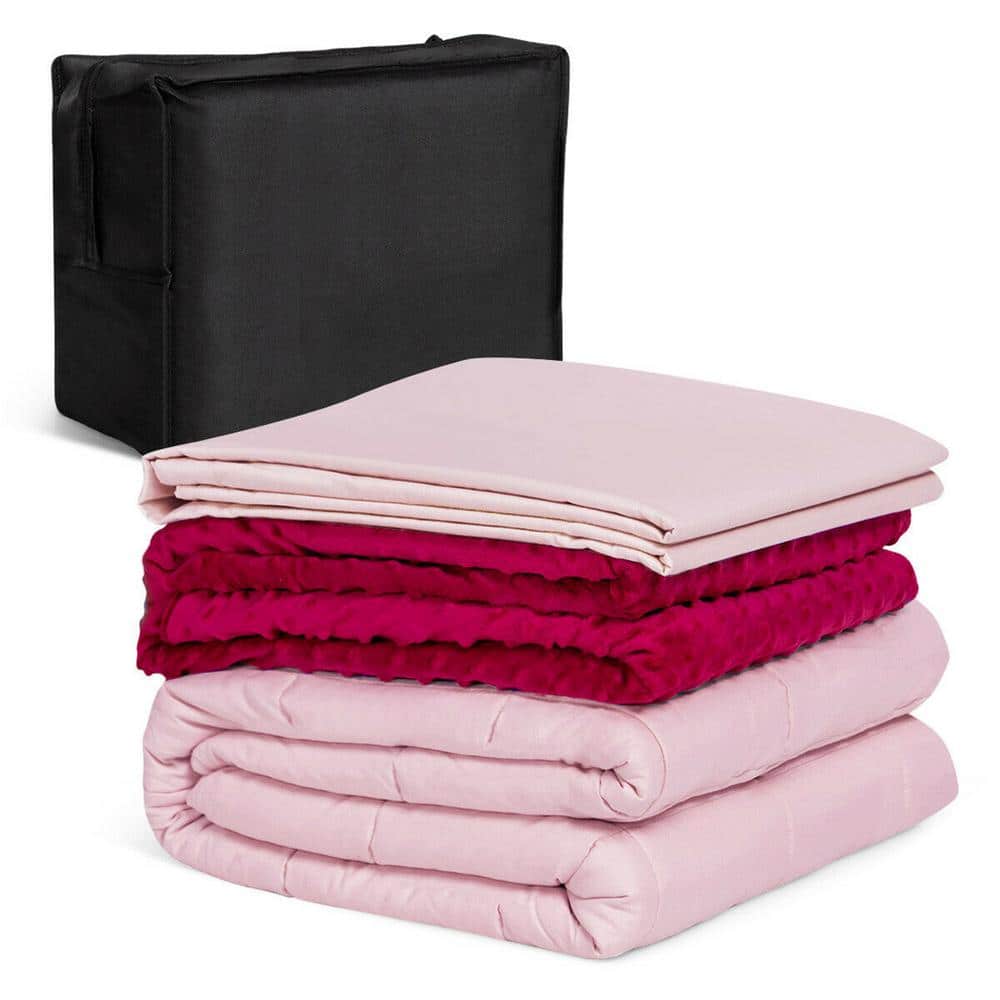 Pink Cotton 20 lb Weighted Blanket Set with Duvet Covers