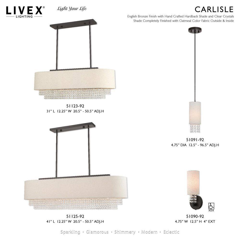 Carlisle English Bronze 3-Light Linear Chandelier with Crystal Draping