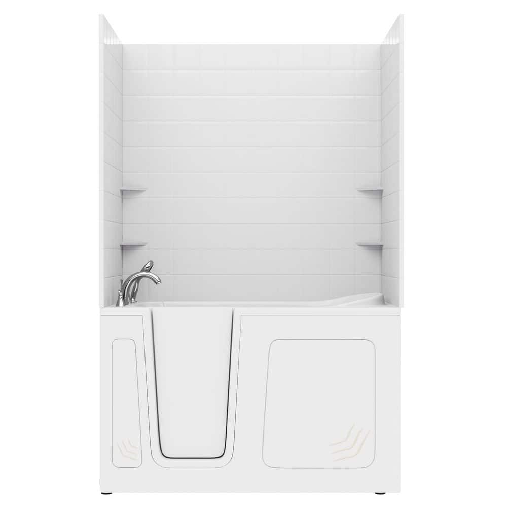 WTHDX Series 32 in. x 60 in. Left Drain Whirlpool Walk-in Bathtub in White with 6 in. Tile Shower Wall Kit price history on PriceWatchPro