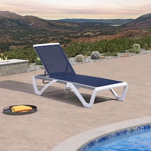 Patio Chair Set Plastic Outdoor Chaise Lounge Chairs for Outside Beach in-Pool Lawn Poolside, Navy Blue