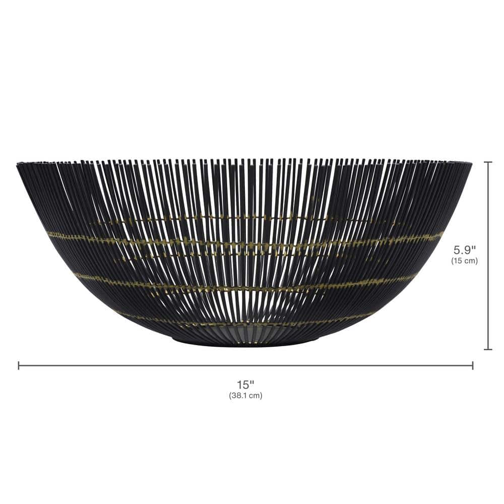 Black and Gold Iron Round Centerpiece Fruit Basket