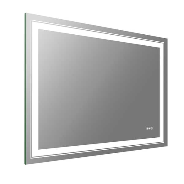 BWE 48 in. W x 36 in. H Rectangular Frameless Dimmable LED Light Anti-Fog Wall Bathroom Vanity Mirror Super Bright