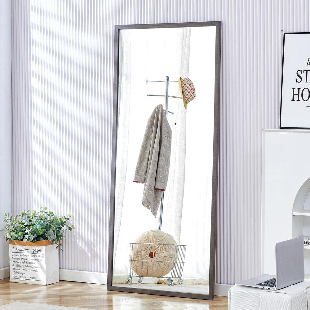 Gray 31.5 in. W x 71 in. H Rectangle Solid Wood Full Length Mirror