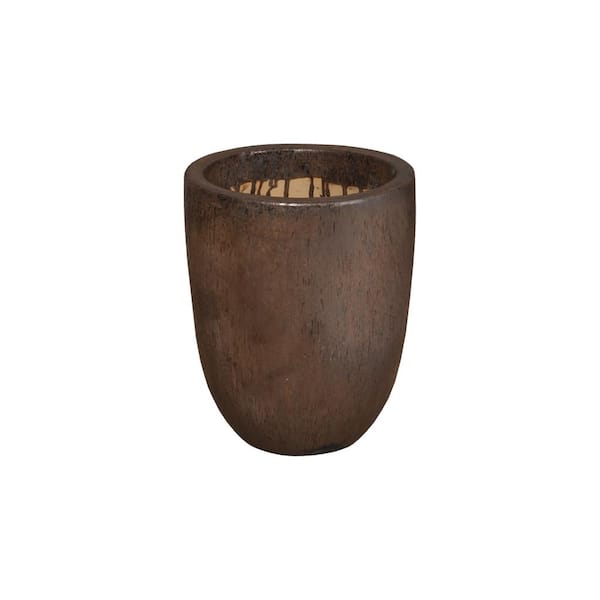 Emissary 15 in. L x 20 in. H Metallic Ceramic Round Planter with Drainage Hole