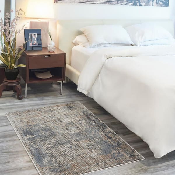 Concerto Blue Beige 3 ft. x 5 ft. Textured Contemporary Kitchen Area Rug