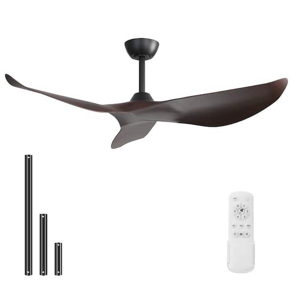 CACI Mall 52 in. Indoor/Outdoor Black Ceiling Fan without Light for Bedroom or Living Room