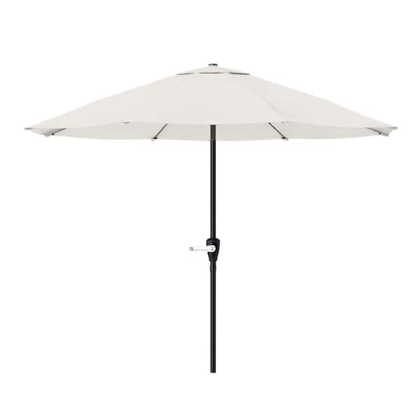 Pure Garden 9 ft. Aluminum Outdoor Patio Umbrella with Hand Crank Lift in Tan
