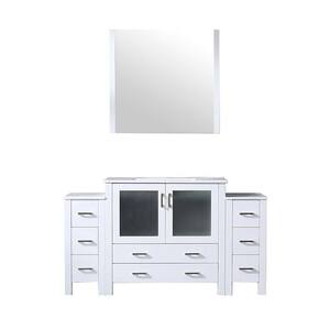 Volez 60 in. W x 18 in. D Single Bath Vanity in White with White Ceramic Top and Mirror