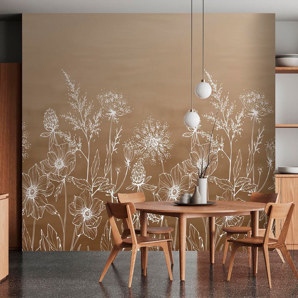 Veer Decor Wild Flora Sketch Taupe Wall Mural 8253-BD1 - The Home