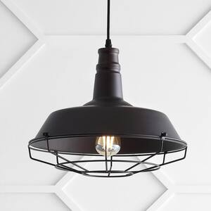 Farmhouse 14.25 in. 1-Light Oil Rubbed Bronze Adjustable Industrial Metal LED Pendant