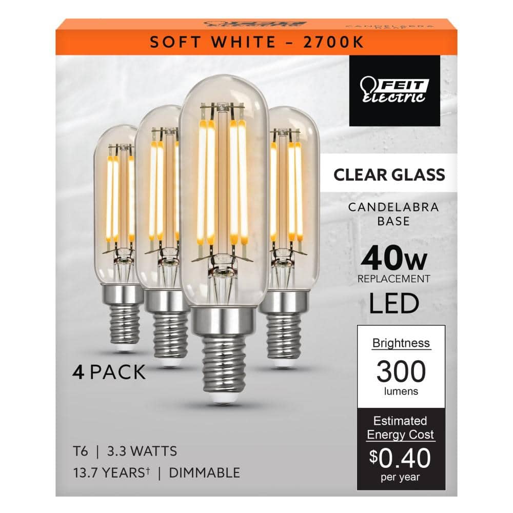 40-Watt Equivalent Clear Glass Edison LED Light Bulbs, Soft White, 6-Pack