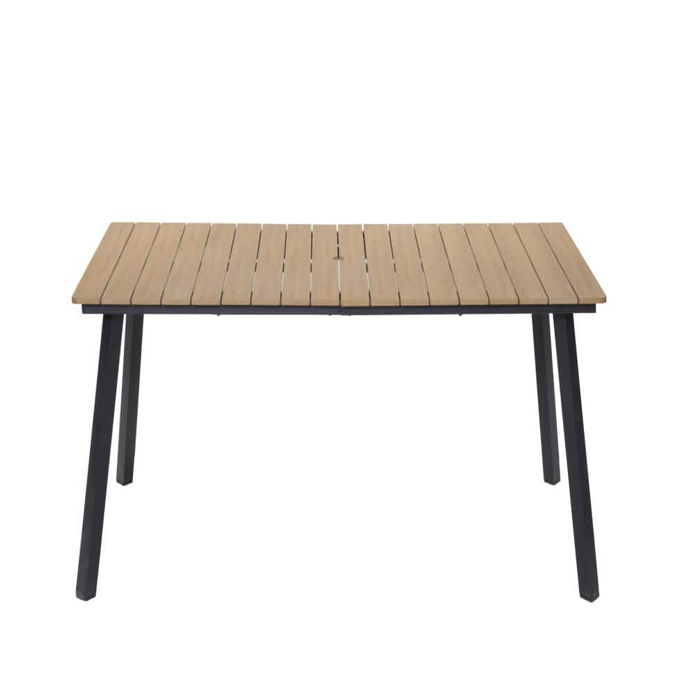 70 in. Bronze and Yellow Steel Outdoor Dining Table with Umbrella Hole, Seats 6 People price history on PriceWatchPro