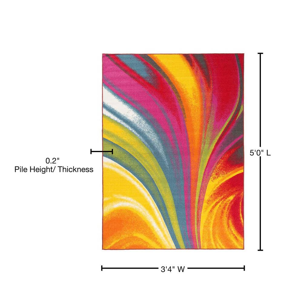 Vibrant Multicolor Abstract Tufted Washable Area Rug