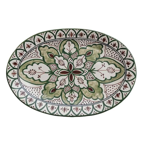 16.5 in. Multicolor Garden Tapestry Stoneware Platter