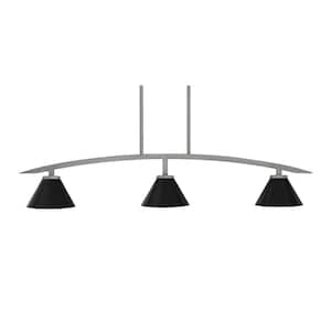 Siena 41 in. 3-Light Graphite Chandelier with 7 in. Matte Black Cone Metal Shades no bulbs included