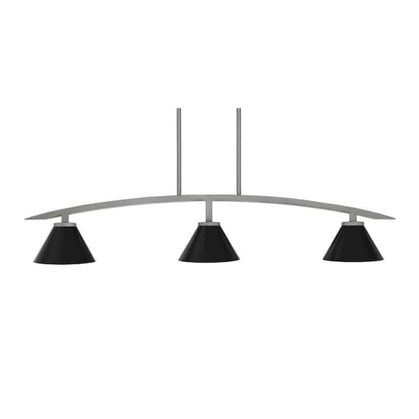Unbranded Siena 41 in. 3-Light Graphite Chandelier with 7 in. Matte Black Cone Metal Shades no bulbs included
