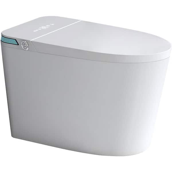 BW Elongated Smart Bidet Toilet 1.28 GPF in Pure White with Instant Warm Water Sprayer and Dryer, Auto Flush