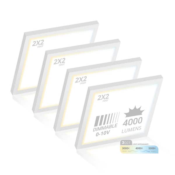 2 ft. x 2 ft. Surface Mount Integrated LED Panel, 120-277V, 3CCT 30K-50K Selectable, 0-10V Dimmable, 2-Pack