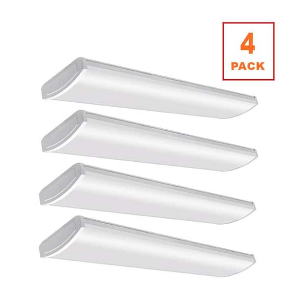 4 ft. 5200 Lumens Garage Light LED White Wraparound Light 120-277V 57W Bright White 4000K Low Profile (4-Pack)