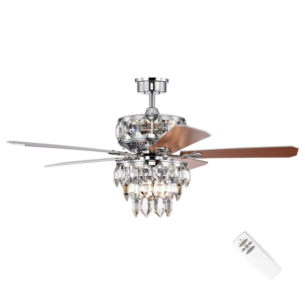 Edvivi Howell 52 in. Modern LED Indoor Chrome Glam Ceiling Fan with