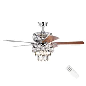 Howell 52 in. Modern LED Indoor Chrome Glam Ceiling Fan with Crystal Light Kit and Remote Control
