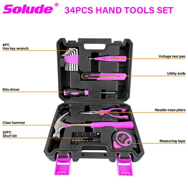 34-Piece Home Tool Kit with Hard Shell Carrier