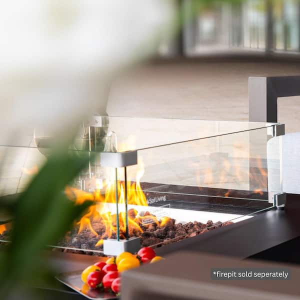 Sol Living Ashton 22 in. x 22 in. Square Tempered Glass Fire Pit