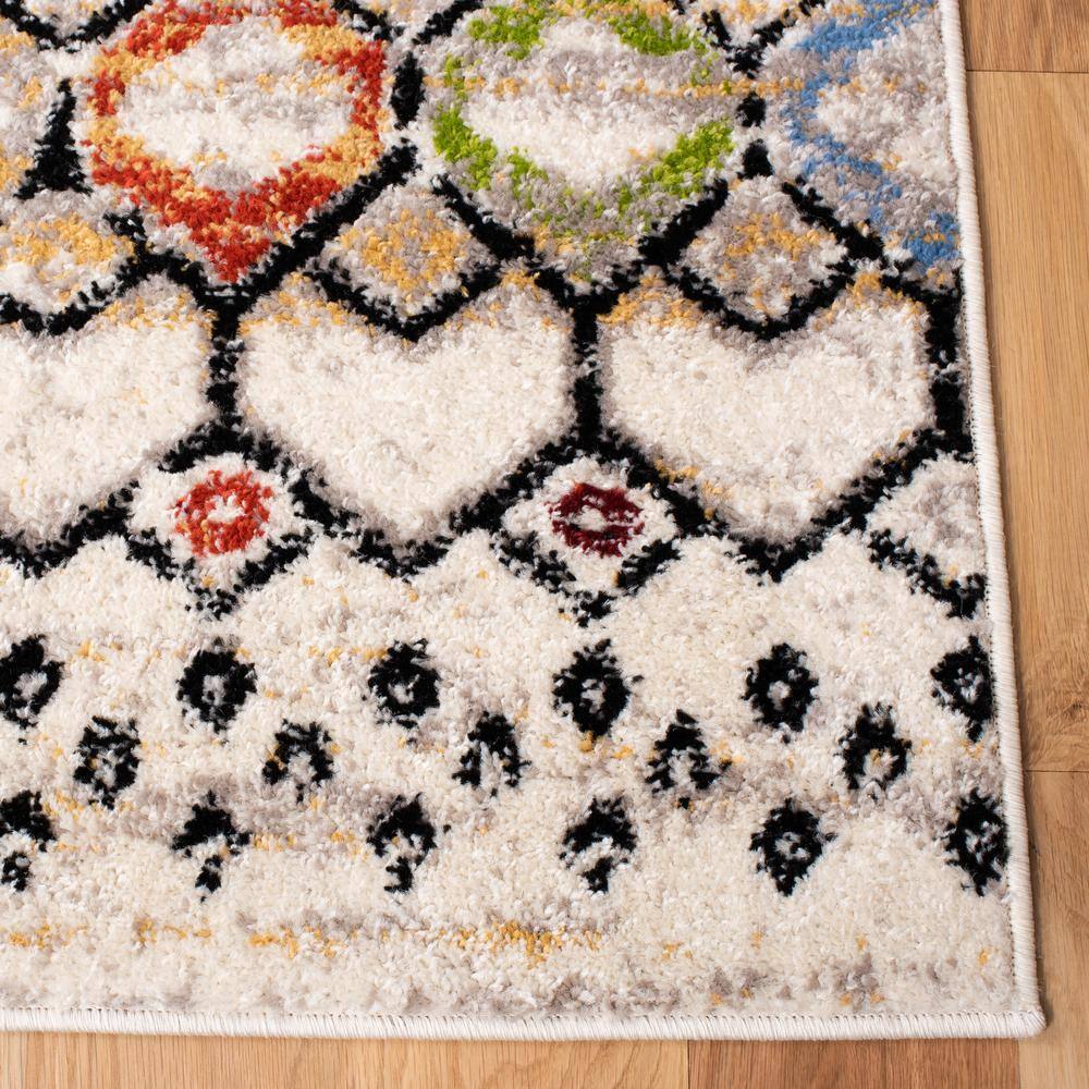 Ivory and Multicolor Synthetic Square Area Rug, 4' x 4'