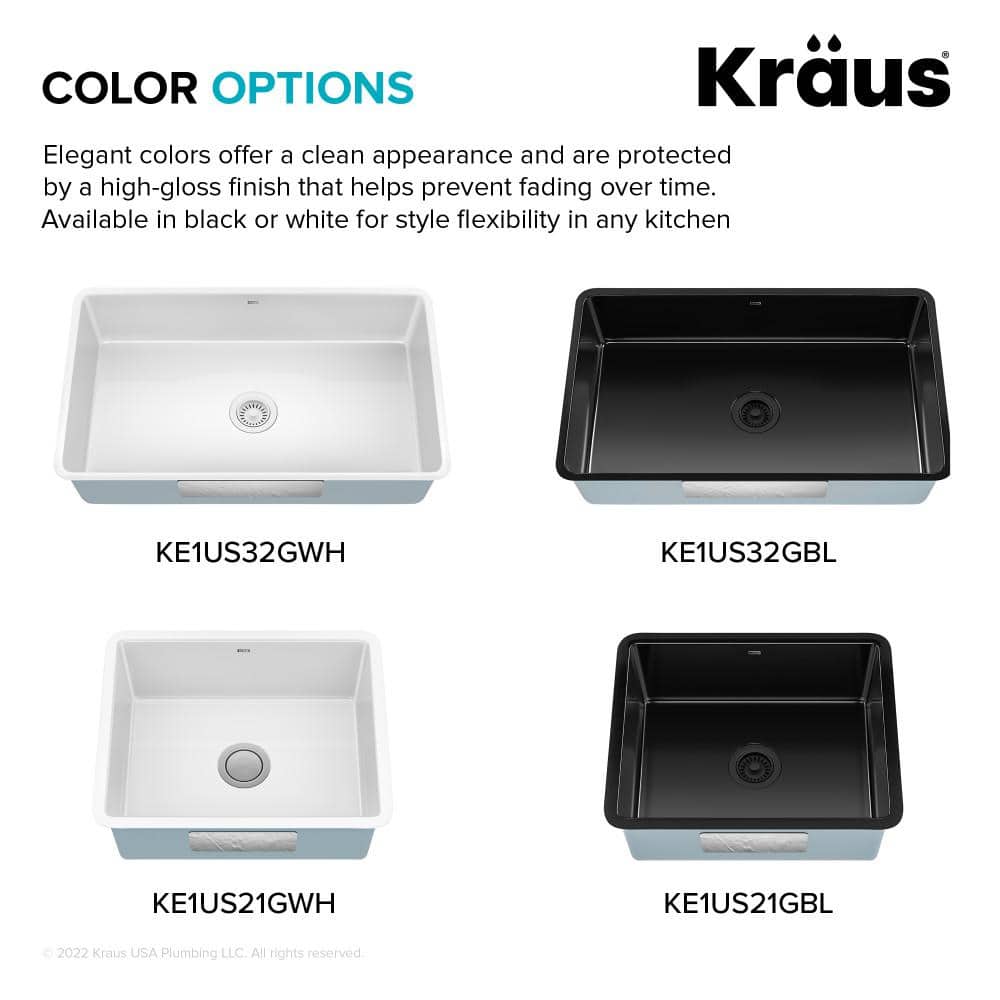Glossy Black Porcelain Enameled Steel Undermount Kitchen Sink