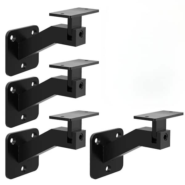 4 in. Adjustable Stainless Steel Handrail Bracket for Staircase Offices Living Rooms, Black (4-Pack)