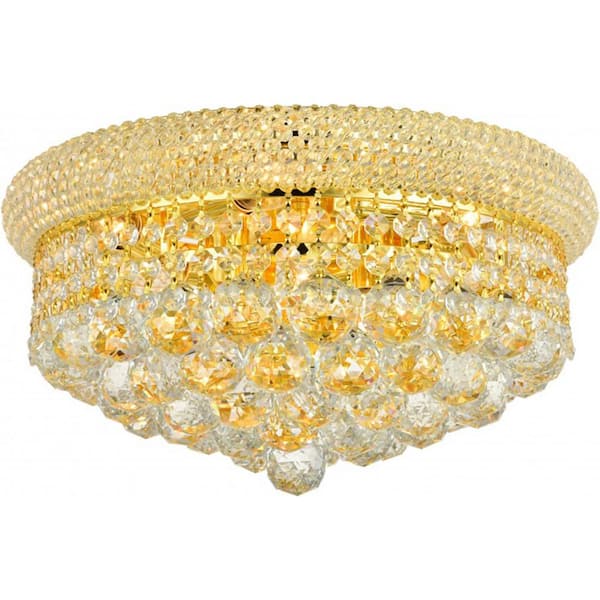 Worldwide Lighting Empire Collection 8-Light Gold and Crystal Flush Mount