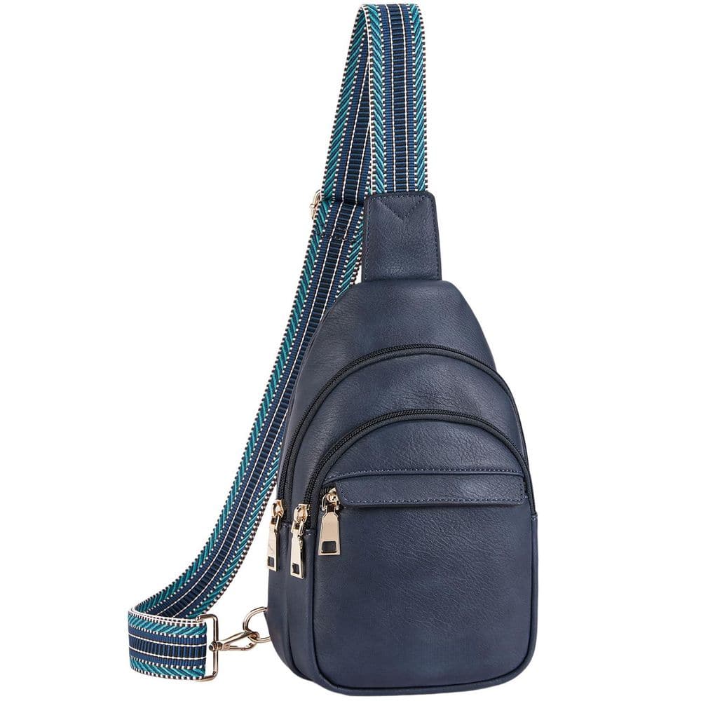 Blue 10.24 in. PU Leather Small Sling Bag for Women Leather Crossbody Bags Fanny Pack Chest Bag for Travel price history on PriceWatchPro