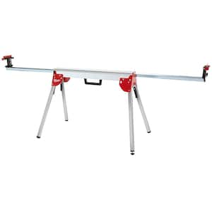 Collapsible rolling miter saw stand with 3 onboard store outlets