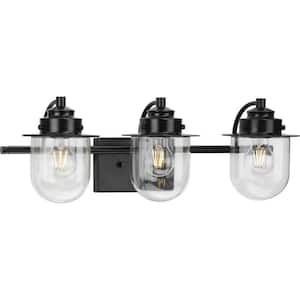 Northlake Collection 24 in. 3-Light Matte Black Clear Glass Transitional Vanity Light