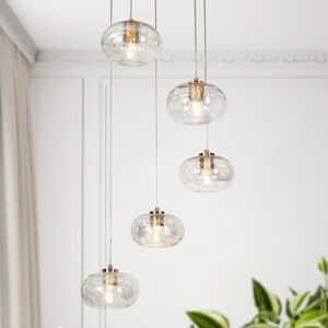 Chrysaorican 5-Light Plating Brass Cluster Chandelier with Iridescent Glass Globes and No Bulb Included