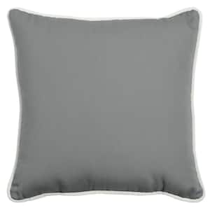 Oasis 20 in. Silver Grey Square Indoor/Outdoor Throw Pillow