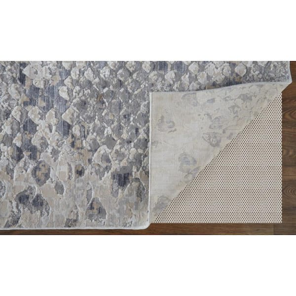 3 ft. x 5 ft. Gray, Silver, Blue Floral Area Rug