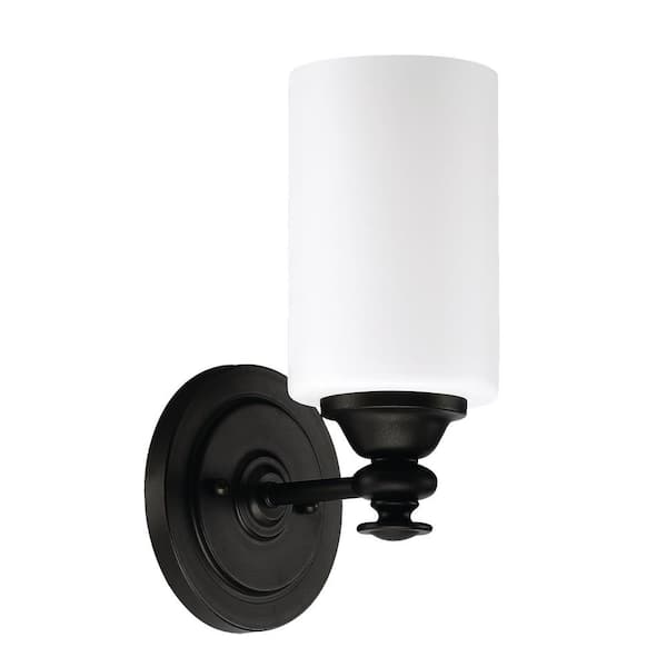 Dardyn 5.5 in. 1 Light Espresso Finish Vanity Light with White Frost Glass Shade