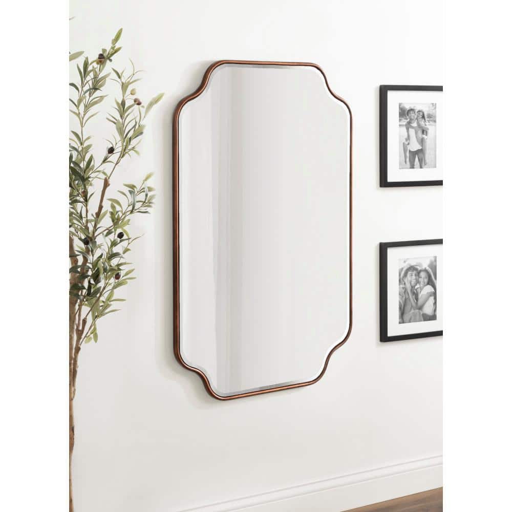 Bronze Scalloped Rectangular Wood Vanity Mirror 24"x36"