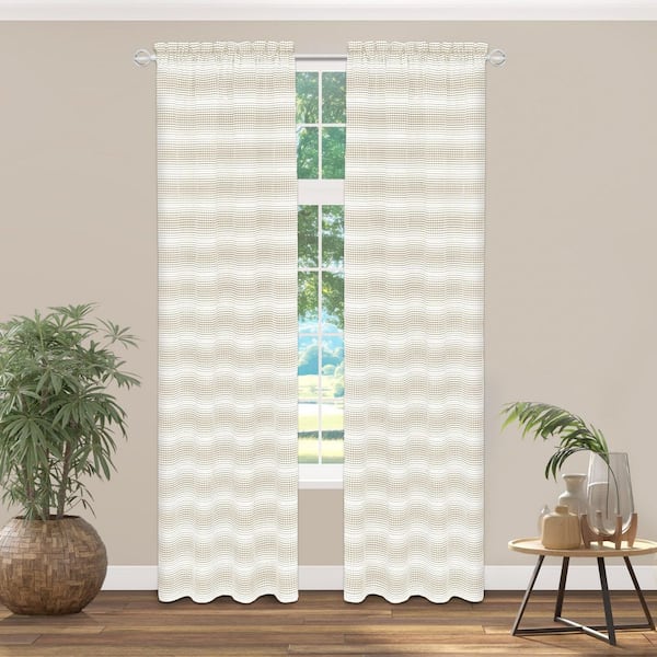 Gramercy Taupe Polyester Gradient Stripe 42 in. W x 84 in. L Rod Pocket Indoor Light Filtering Curtain Panel Set of 2