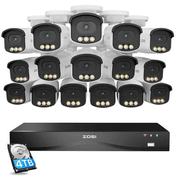 4K UHD 16-Channel 4TB NVR Home Security Camera System with 16 8MP Aurora Lux Wired Outdoor Cameras, AI Detection