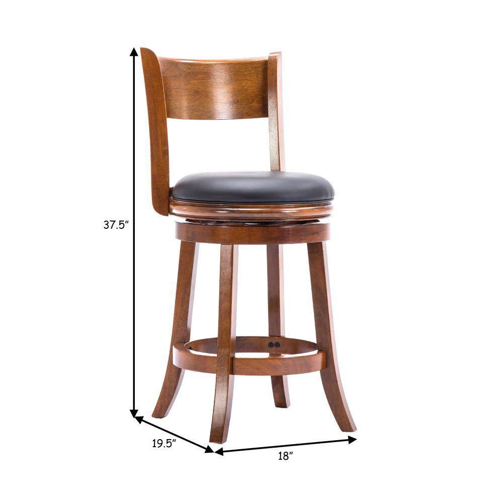 Liam Collection Swivel Barstool in Walnut with Bonded Leather
