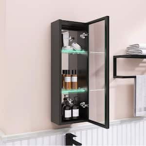 10 in. W x 30 in. H Modern LED Rectangular Black Aluminum Wall Mount Bathroom Medicine Cabinet Mirror and Lights