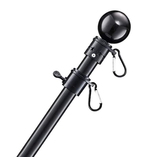 Heavy Duty 1 in. Adjustable Stainless Steel Flag Pole Kit Tangle Free Outdoor House Flagpole with Bracket