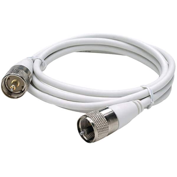 Seachoice 5 ft. White Coaxial Antenna Cable Assembly, Includes Fittings on Both Ends
