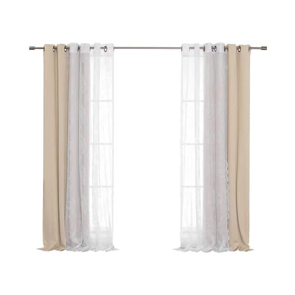 Best Home Fashion Beige Polyester Solid 52 in. W x 96 in. L Grommet Blackout Curtain (Set of 2)